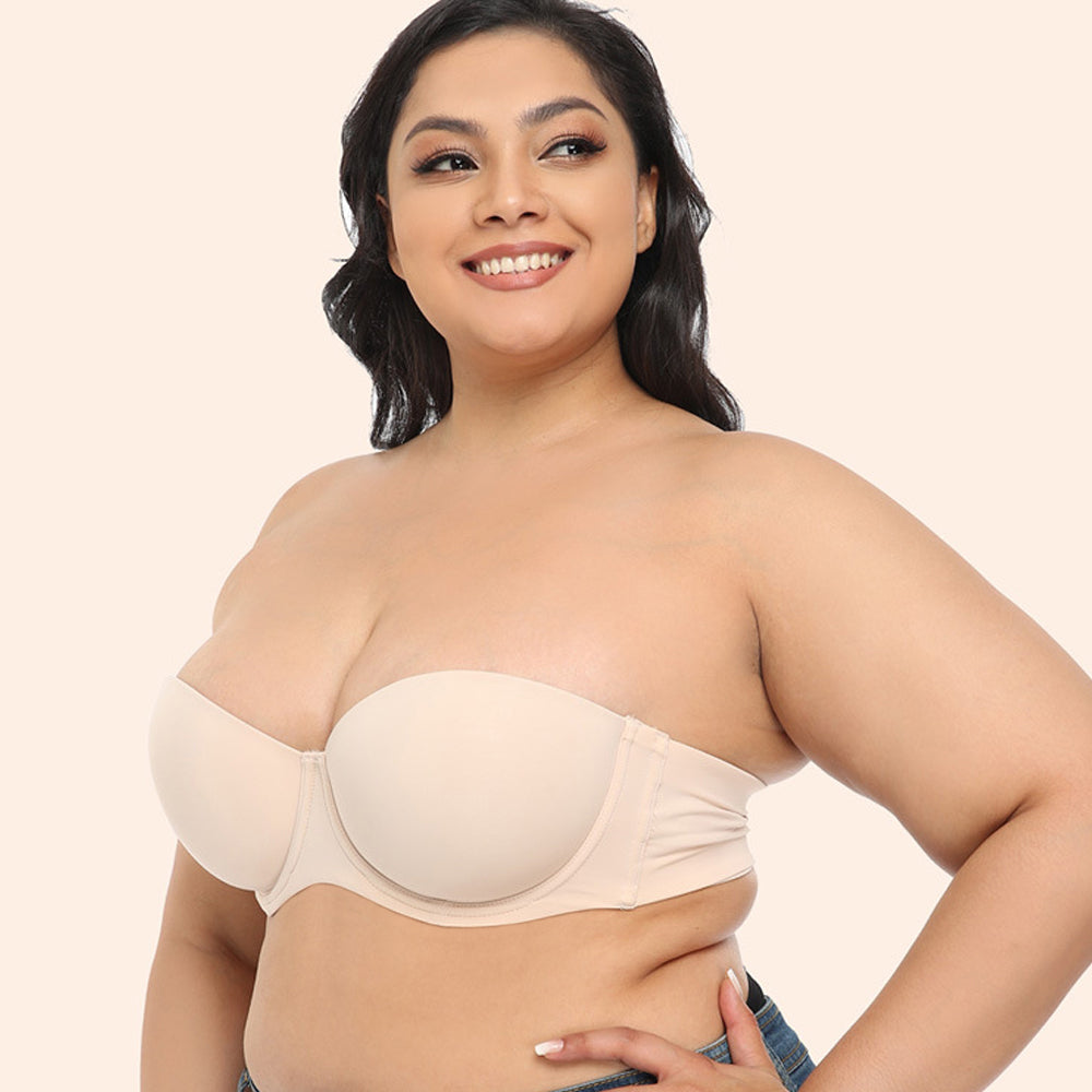 Strapless Full Coverage Bra with Clear Straps and UK