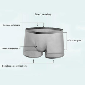 3D Seamless Pouch - See-Through Ice Silk Trunks for Men (3 Pack)