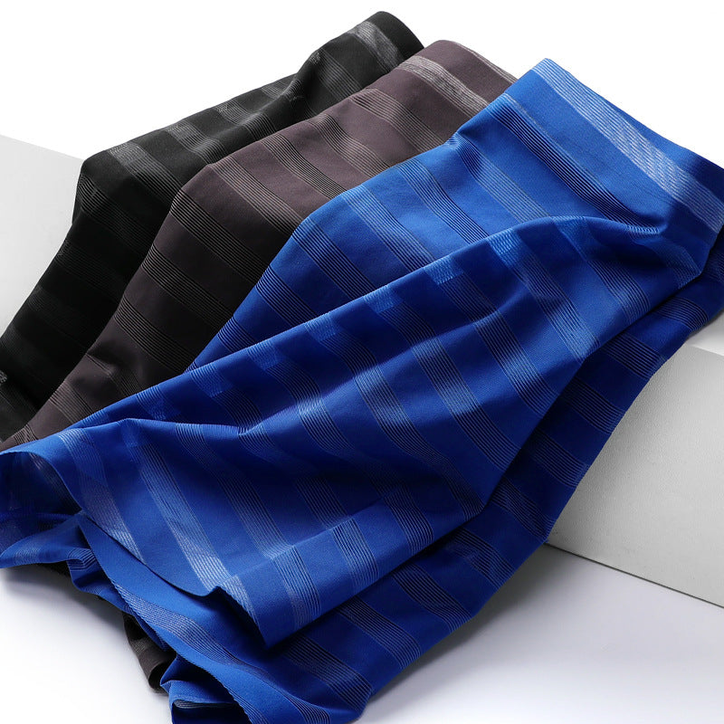 Men's Striped Ice Silk Seamless Trunks (6-Pack)