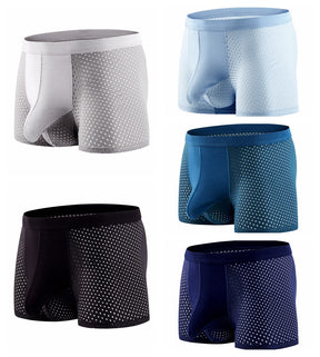 Men's Dual-Pouch Ice Silk Mesh Trunks (5-Pack)