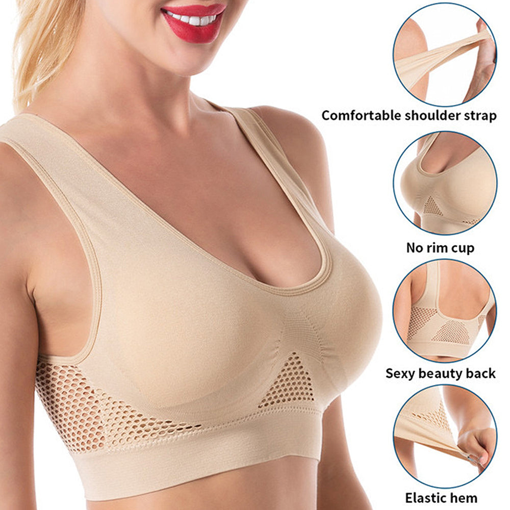 Womens Bras Ultra Thin Ice Silk Comfort Seamless Daily Sports Beauty Back  Yoga With Removable Chest Pad Nylon Spandex Bra 