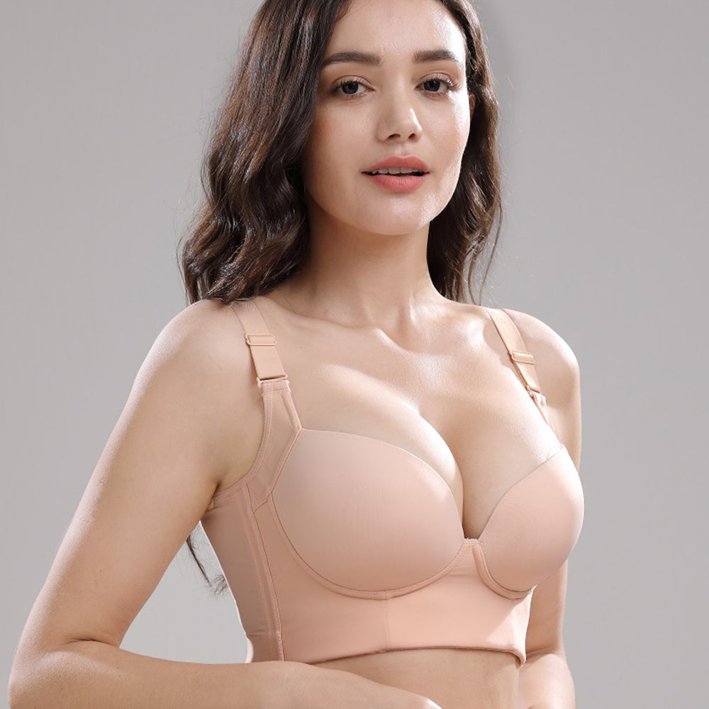 TWGONE Fashion Deep Cup Bra Hides Back Fat Diva New Look Bra With Shapewear  Incorporated, Beige, S