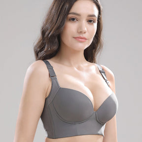 Women's Deep Cup Bra Full Back Coverage Wirefree Push up Bra Plus Size D Cup  