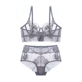 Sexy French Lace Embroidered Brassier Set