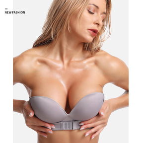 Women Front Buckle Strapless Padded Bra Push Up Wireless Seamless Invisible  Bra