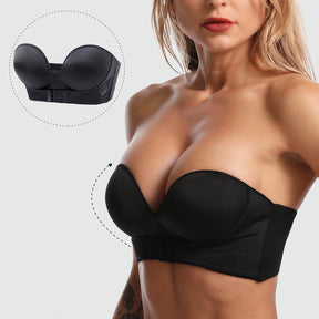 Strapless Front Buckle Push Up Bra Backless Plunge Bra For 32A to 40D