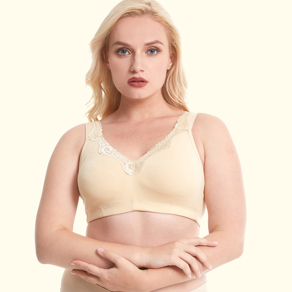 AVENUE | Women's Plus Size Basic Cotton Bra - beige- 48DDD