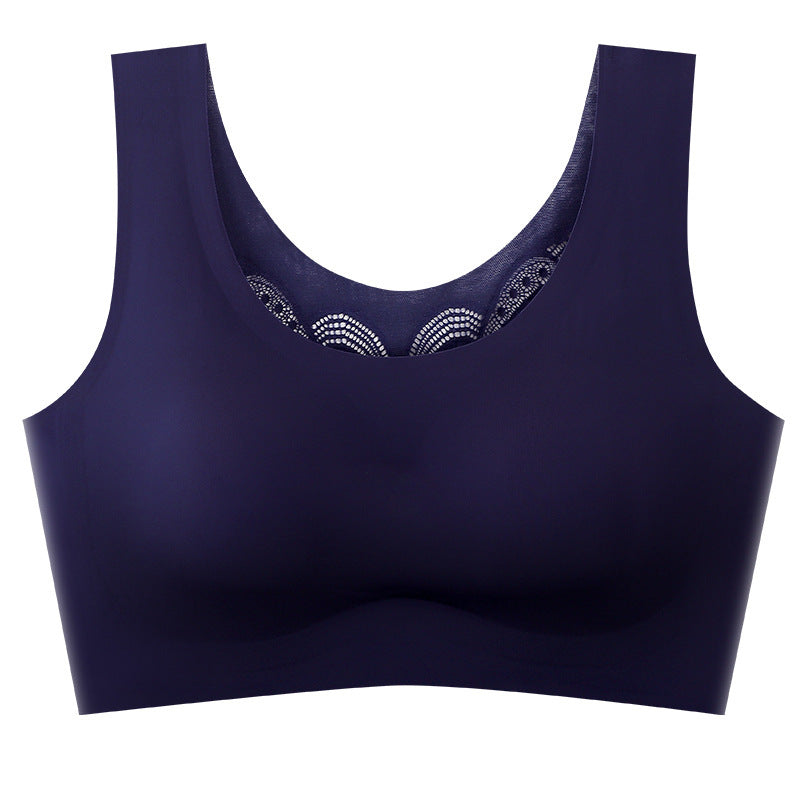 Women's Mulberry Silk Bralette Bra Plus Size Thin Wireless Breast Lace  UT2S181
