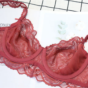 Sexy French Transparent Lace Bra And Panty Set