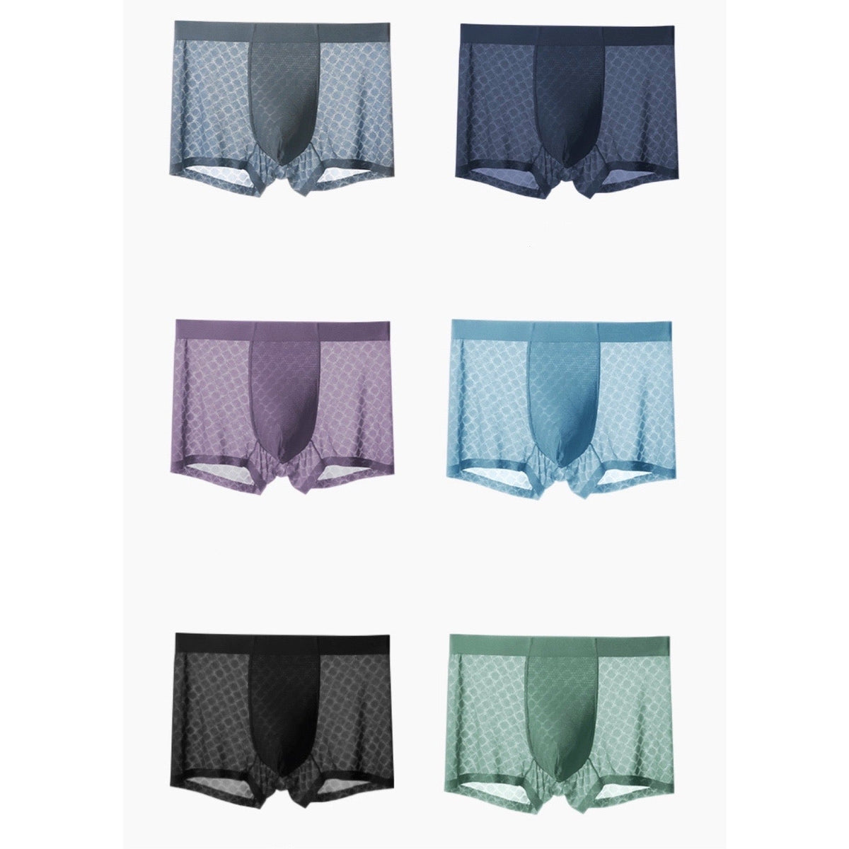 Men's Patterned Ultra Thin Ice Silk Underpants (6-Pack)